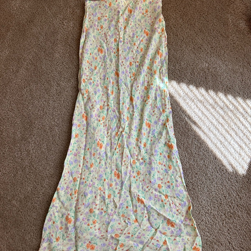 Floral Midi Skirt in Light Yellow